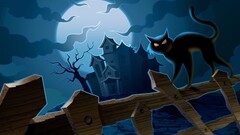 cats night moon fantasy art Animals artwork