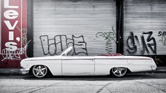 chevy Car white cars vehicle graffiti low lowrider Impala