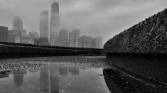 Chicago cityscape monochrome worm's eye view USA
