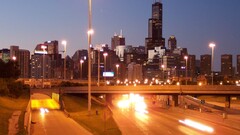 Chicago cityscape USA lights