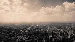 Chicago sepia cityscape USA sky clouds