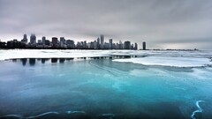 Chicago winter cityscape overcast USA