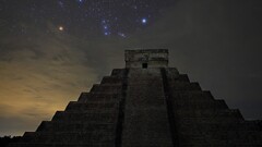 Chichen Itza night sky pyramid Stars Mexico ancient
