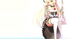 chobits anime girls Flowers thigh highs Anime swings legs