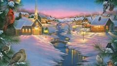 Christmas artwork snow Birds