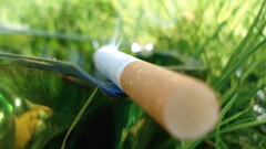Cigarettes grass macro