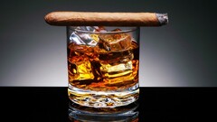 cigars glass alcohol ice cubes
