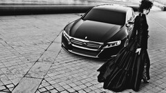 Citroen Numero 9 concept cars Car women with cars monochrome