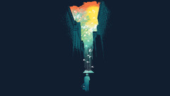 City artwork umbrella rain cages cityscape Minimalism