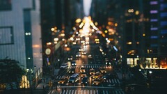 City bokeh road traffic tilt-shift cityscape new york city USA