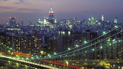 City cityscape Bridge night Manhattan manhattan bridge