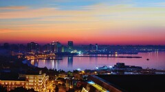 City cityscape sunrise Azerbaijan City Lights