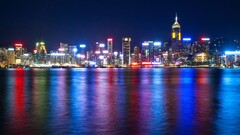 City Hong Kong night cityscape City Lights colorful reflection