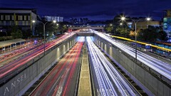 City light trails road lights long exposure
