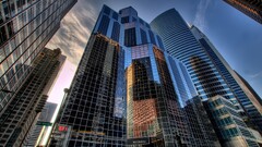 City skyscraper cityscape reflection glass building
