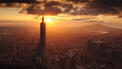 City skyscraper cityscape sunlight Taipei taipei 101