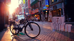 City street sunlight bicycle Typography urban vehicle Asia