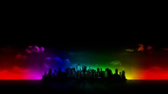 cityscape black colorful digital art sky dark
