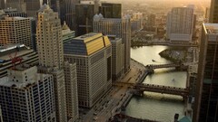 cityscape Bridge building river Chicago USA