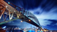 cityscape Bridge river night sky long exposure
