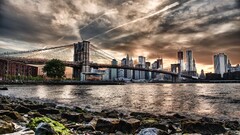 cityscape building Bridge hdr clouds brooklyn bridge