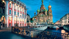 cityscape building Bridge river St. Petersburg Russia