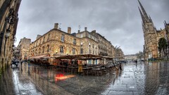 cityscape building Church fisheye lens France Bordeaux wet