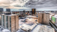 cityscape building hdr snow clouds