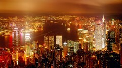 cityscape building lights Hong Kong Asia China City Lights