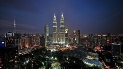 cityscape building lights kuala lumpur Malaysia Petronas Towers