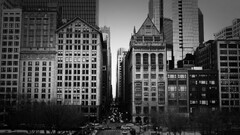 cityscape building monochrome street Chicago USA City