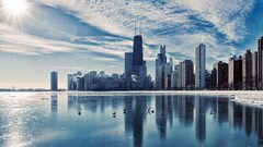 cityscape building Sea snow Chicago USA