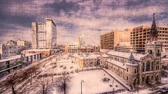 cityscape building snow cartoon Church