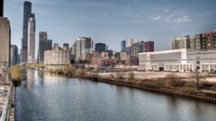 cityscape City building river Chicago skyscraper USA
