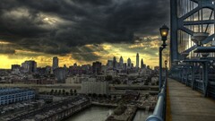 cityscape City clouds lantern