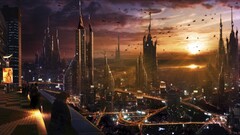 cityscape City futuristic science fiction futuristic city