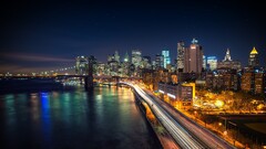 cityscape City Manhattan manhattan bridge long exposure USA