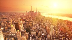 cityscape City new york city sun