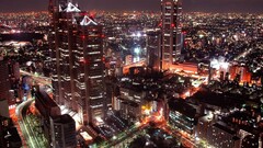 cityscape City night lights building Tokyo