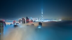 cityscape clouds night City Lights skyscraper dubai burj khalifa