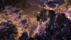 cityscape clouds science fiction futuristic city