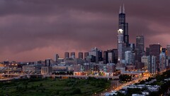 cityscape dusk Chicago USA