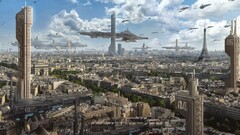 cityscape futuristic science fiction futuristic city Paris