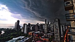 cityscape hdr building clouds balcony lights Chicago sky storm