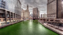 cityscape hdr building river Chicago clouds USA City