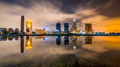 cityscape hdr reflection sunset building