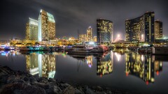 cityscape hdr san diego USA reflection night