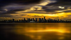 cityscape horizon sunset gold vancouver Canada clouds