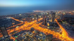 cityscape lights building traffic long exposure dubai
