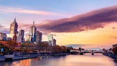 cityscape Melbourne Australia City sky clouds river Bridge